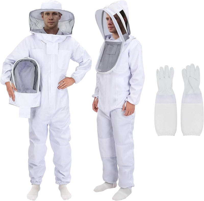 YORKING Bee Suit for Men Women with Fencing & Round Veils, Sting Proof Beesuits Beekeeper Kit with Gloves Full Body Beekeeping Supply - Image 1